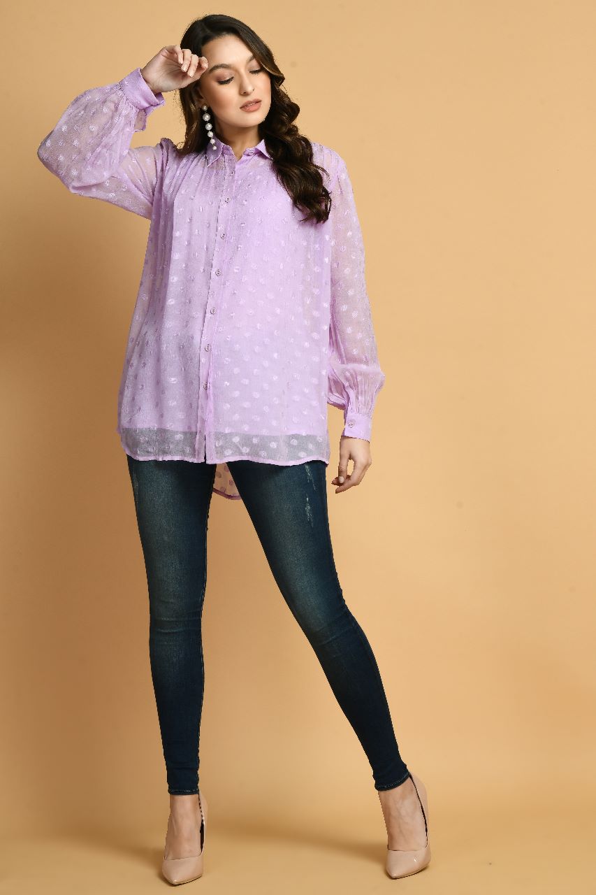 Lavender Boho Shirt Top | Women Lavender Tops online in India